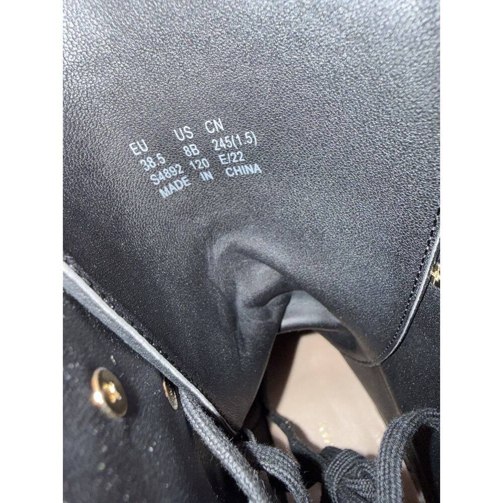Stuart Weitzman Laine Pearl Leather Combat Boot In Black Size 8 - Picture 13 of 13